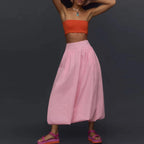 Y2k Women Bubble Maxi Skirt Casual Elastic Low Waist Flowy A Line Long Skirt Summer Ruffle Balloon Skirt Vintage Streetwear - Koda Store - Free Shipping