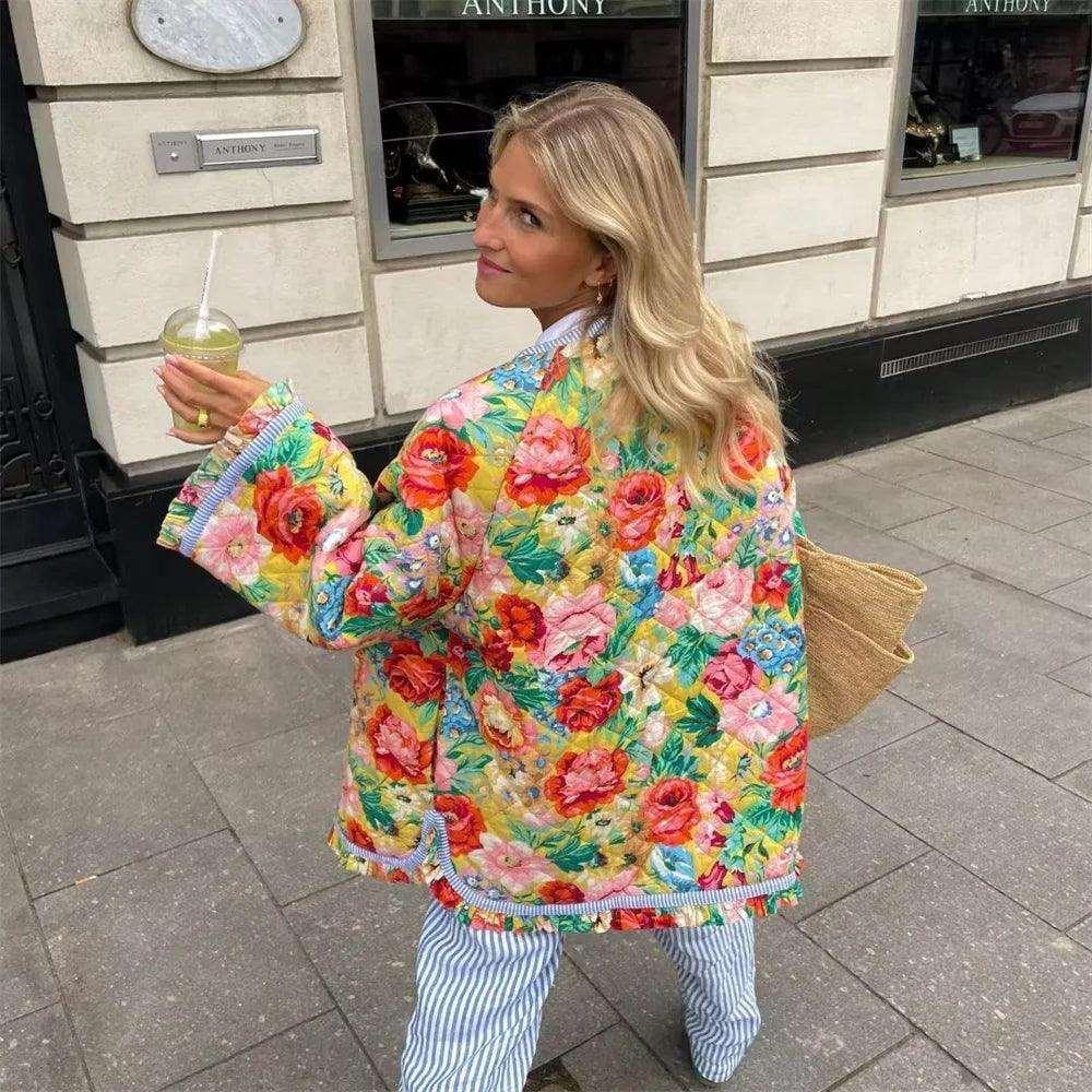Blossom Burst Colourful Quilted Coat.