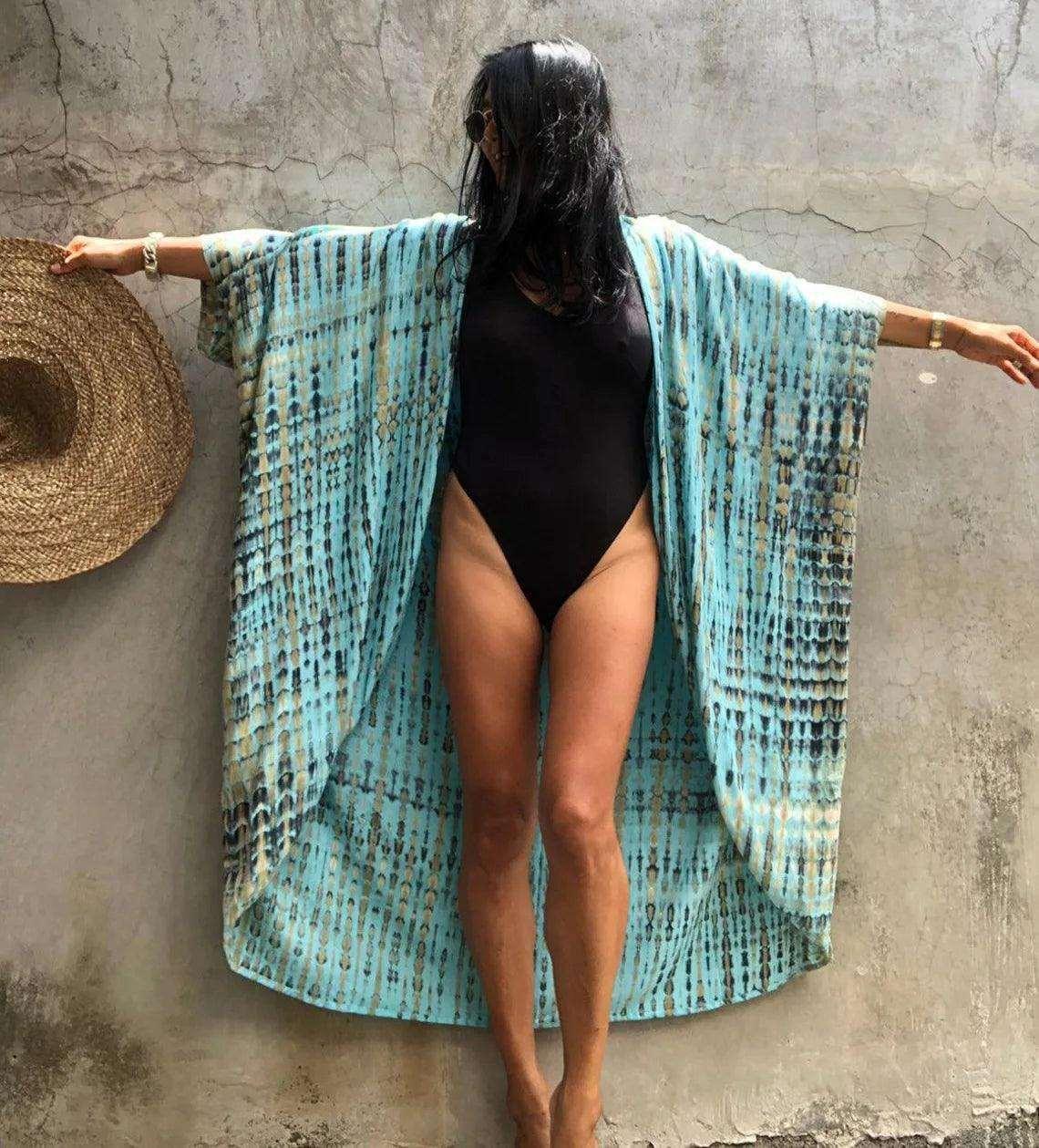 Chloe Tie-Dye Printed Beach Kimono.