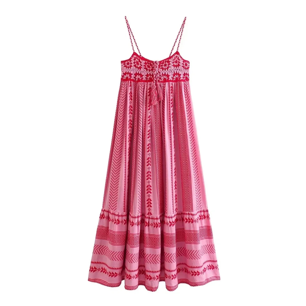 TRAFSHE Women Bohemian Midi Dress Vacation Charm Splice Knitted Vintage Strap Dress Women Vestidos Mujer - Koda Store - Free Shipping