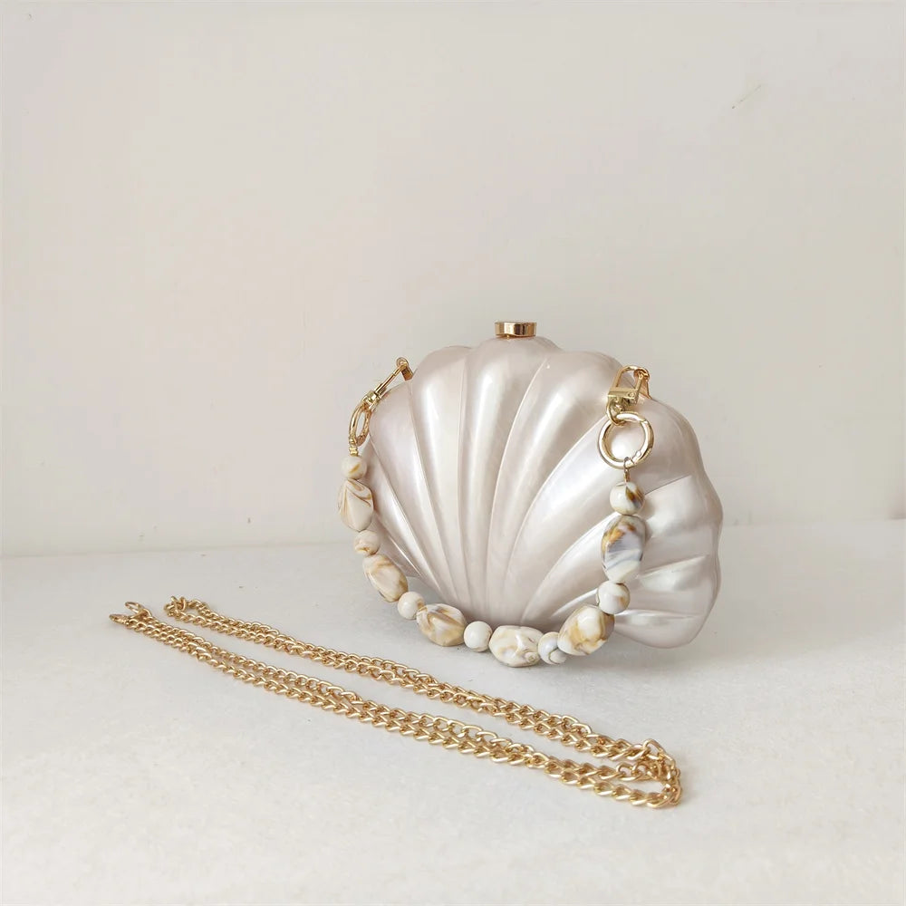 Female Shell Acrylic Box Clutches Lady Gift Evening Bag Party Prom Stones Handbags Luxury Women Wedding Bridal Clutch Purse Bag - Koda Store - Free Shipping