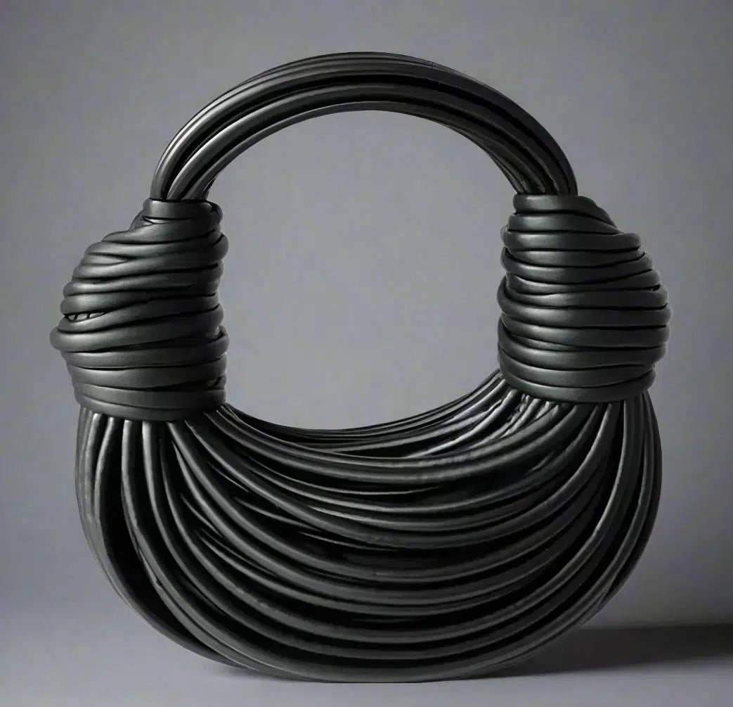 Harlow Black Coiled Clutch.