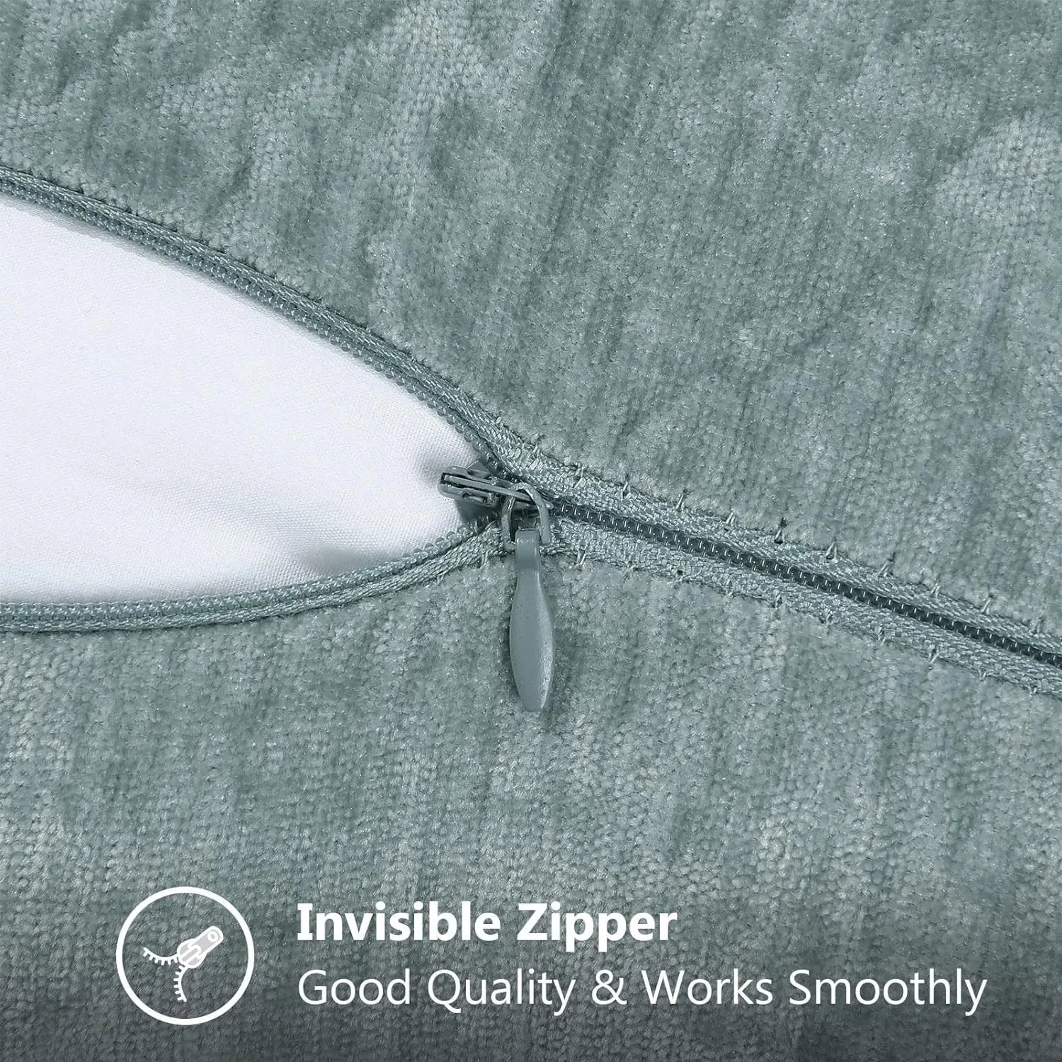 Solid Color Blue Chenille Throw Pillow Case Luxury Lumbar Pillowcase for Bed Sofa Couch Cushion Cover with Stitched Edge Home - Koda Store - Free Shipping