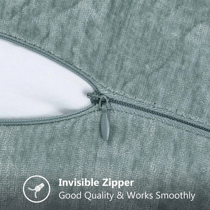 Solid Color Blue Chenille Throw Pillow Case Luxury Lumbar Pillowcase for Bed Sofa Couch Cushion Cover with Stitched Edge Home - Koda Store - Free Shipping