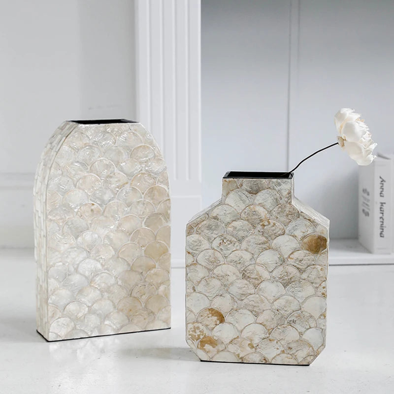 French Shell Vase Handmade Living Room Flower Planter Artistic Decorative Ornaments on The Entrance Countertop Home Accessories - Koda Store - Free Shipping