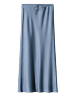 Long Black Satin Skirts Women For Work Summer Autumn Straight Brown Skirt Long Belt Coffee Formal Silk Maxi Skirt For Ladies - Koda Store - Free Shipping