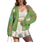 Knitted Flower Button-Down Cardigan - KODA STORE | Fashion x Homewares