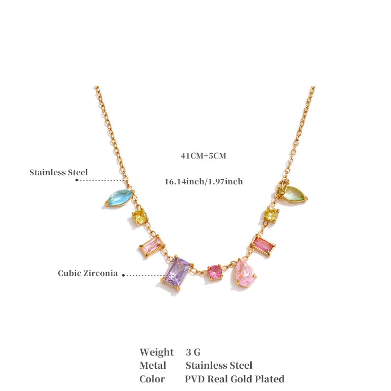 18K PVD Gold Plated Cubic Zirconia Multi-Gemstone Necklace - Koda Lifestyle Boutique | Shop Fashion, Homewares & Gifting Australia - Free Shipping