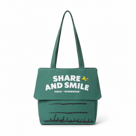 Peanuts + Starbucks Snoopy Tote Bag in Forest Green