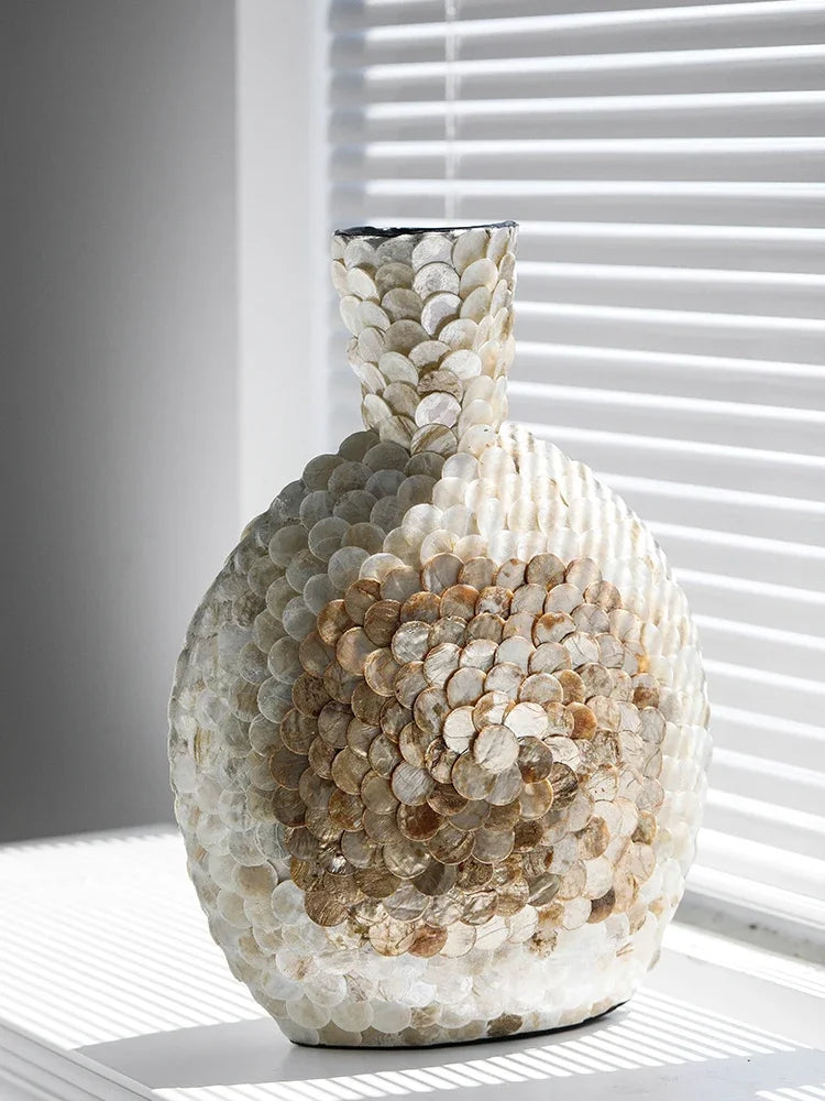 Modern French Light Luxury Art Vase, Golden Shell, Decorative Arrangement, Handmade Desktop Flower Arrangement, Home Decor - Koda Store - Free Shipping
