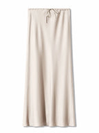 Long Black Satin Skirts Women For Work Summer Autumn Straight Brown Skirt Long Belt Coffee Formal Silk Maxi Skirt For Ladies - Koda Store - Free Shipping
