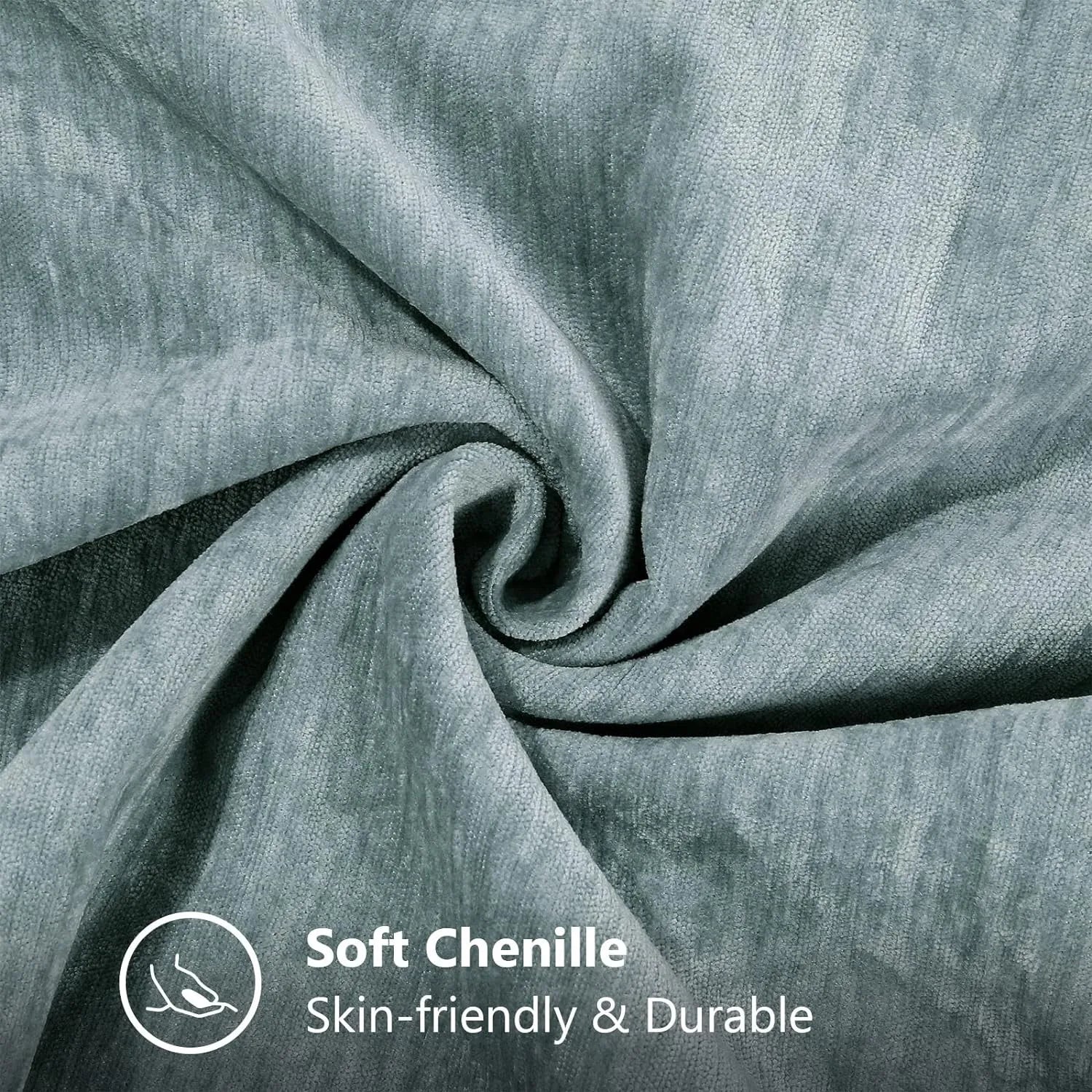 Solid Color Blue Chenille Throw Pillow Case Luxury Lumbar Pillowcase for Bed Sofa Couch Cushion Cover with Stitched Edge Home - Koda Store - Free Shipping