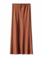 Long Black Satin Skirts Women For Work Summer Autumn Straight Brown Skirt Long Belt Coffee Formal Silk Maxi Skirt For Ladies - Koda Store - Free Shipping
