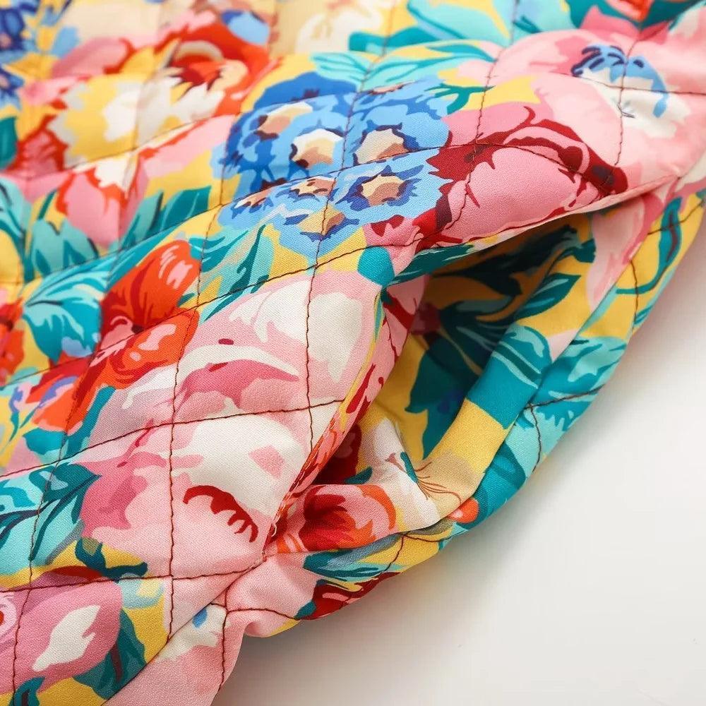 Blossom Burst Colourful Quilted Coat.