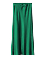 Long Black Satin Skirts Women For Work Summer Autumn Straight Brown Skirt Long Belt Coffee Formal Silk Maxi Skirt For Ladies - Koda Store - Free Shipping