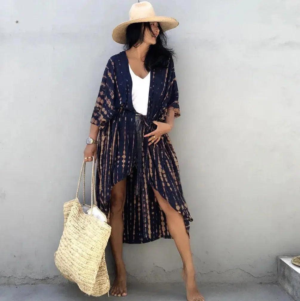 Chloe Tie-Dye Printed Beach Kimono.