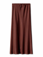 Long Black Satin Skirts Women For Work Summer Autumn Straight Brown Skirt Long Belt Coffee Formal Silk Maxi Skirt For Ladies - Koda Store - Free Shipping