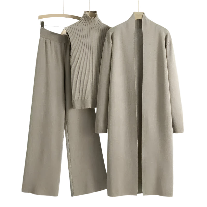 Knitted Three Piece Set- Cardigan, Top & Pants - Koda Fashion & Decor - Free Shipping