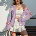 Knitted Flower Button-Down Cardigan - KODA STORE | Fashion x Homewares