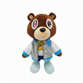 Yeezy Kanye West Plush toy bear wearing a jacket with colorful eyes on a white background