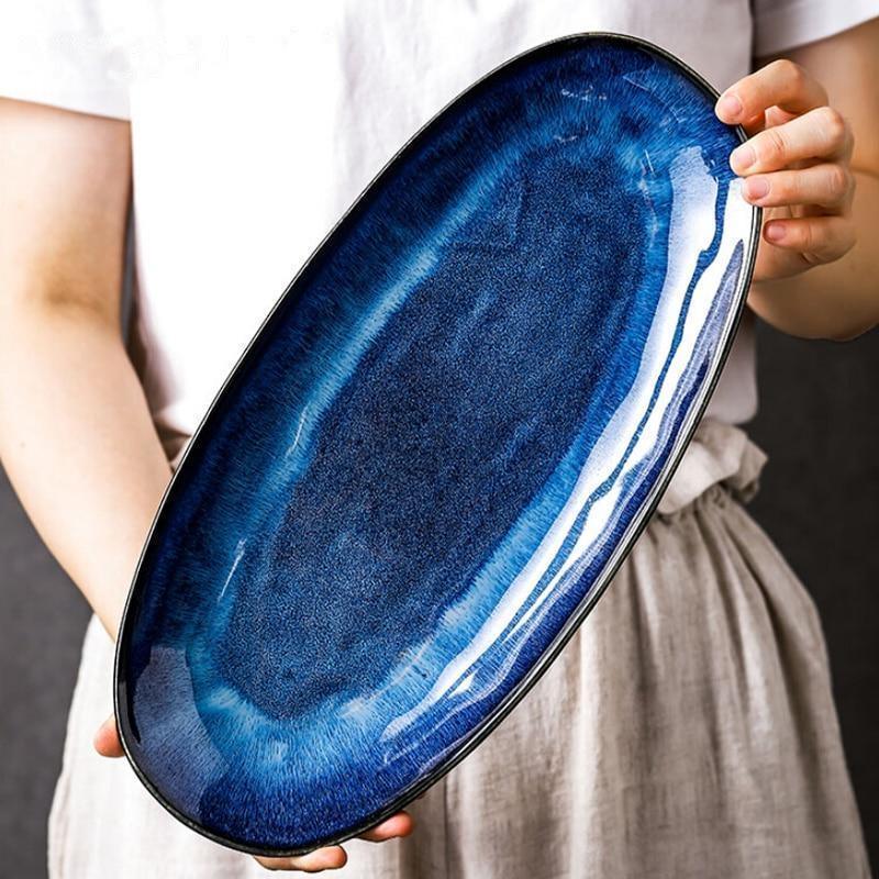 Electric Blue Glazed Fish Platter Koda Fashion & Decor