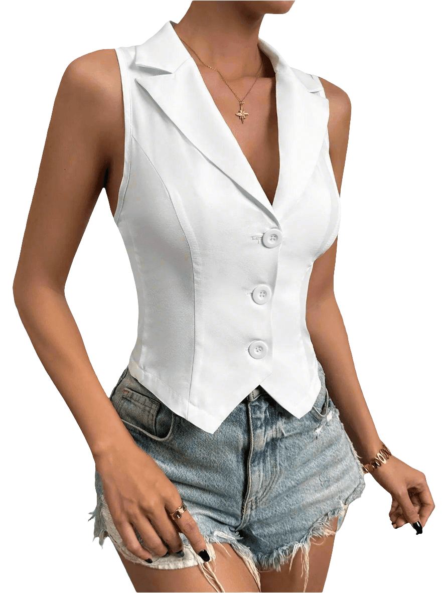 Luna White Button-Up Top - Koda Store