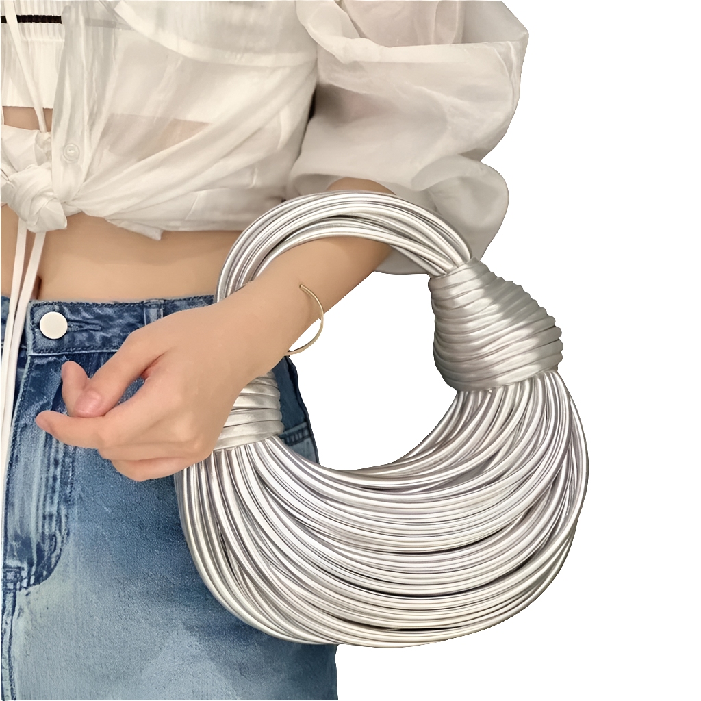 Harlow Silver Coiled Clutch