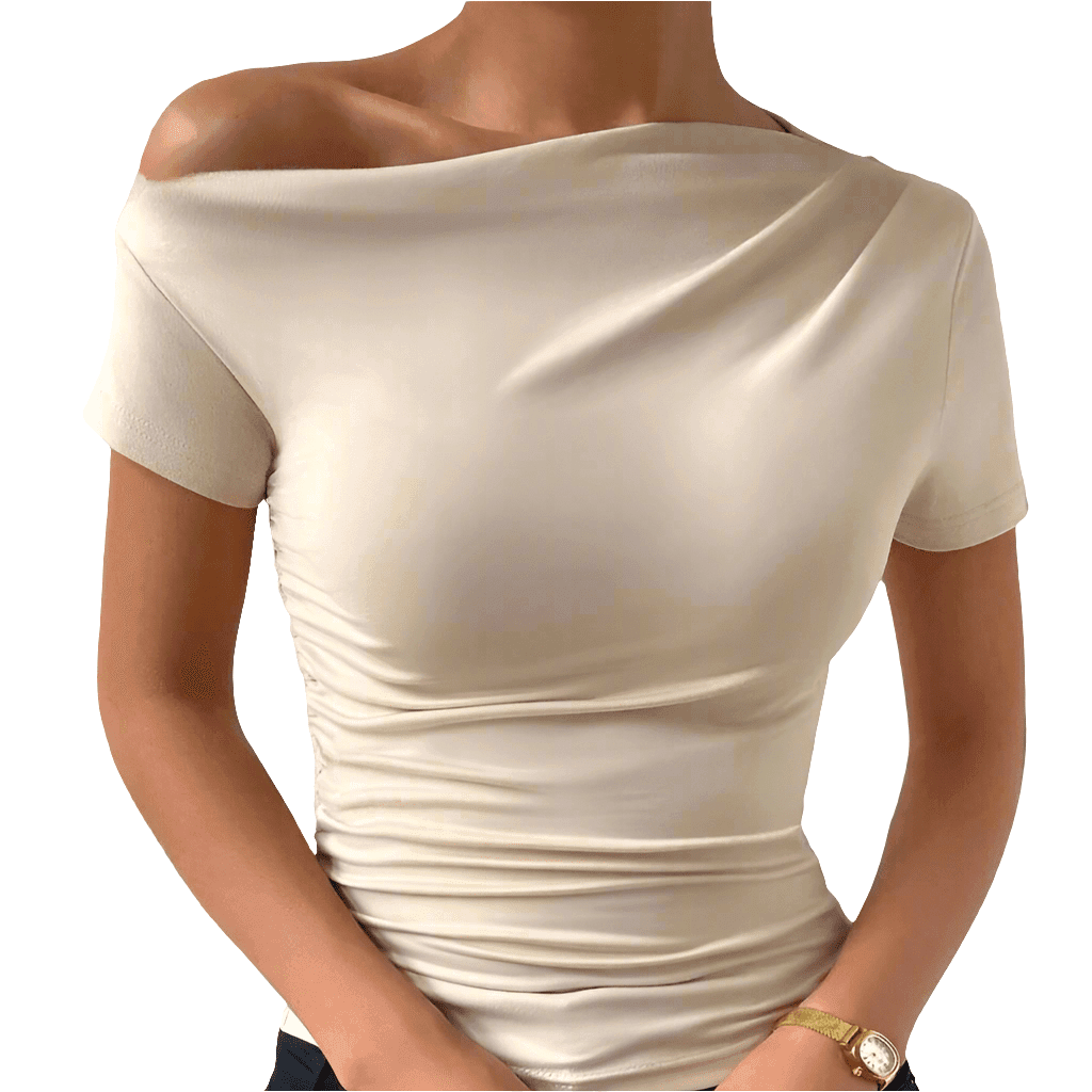 Asymmetric One-Shoulder Top Spanish White - Koda Store