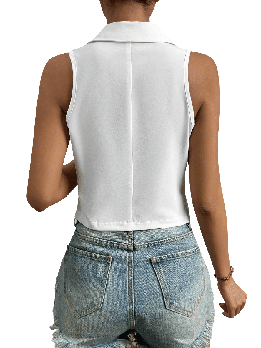 Luna White Button-Up Top - Koda Store