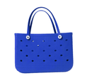 A royal blue EVA plastic tote bag with a solid pattern and two handles.