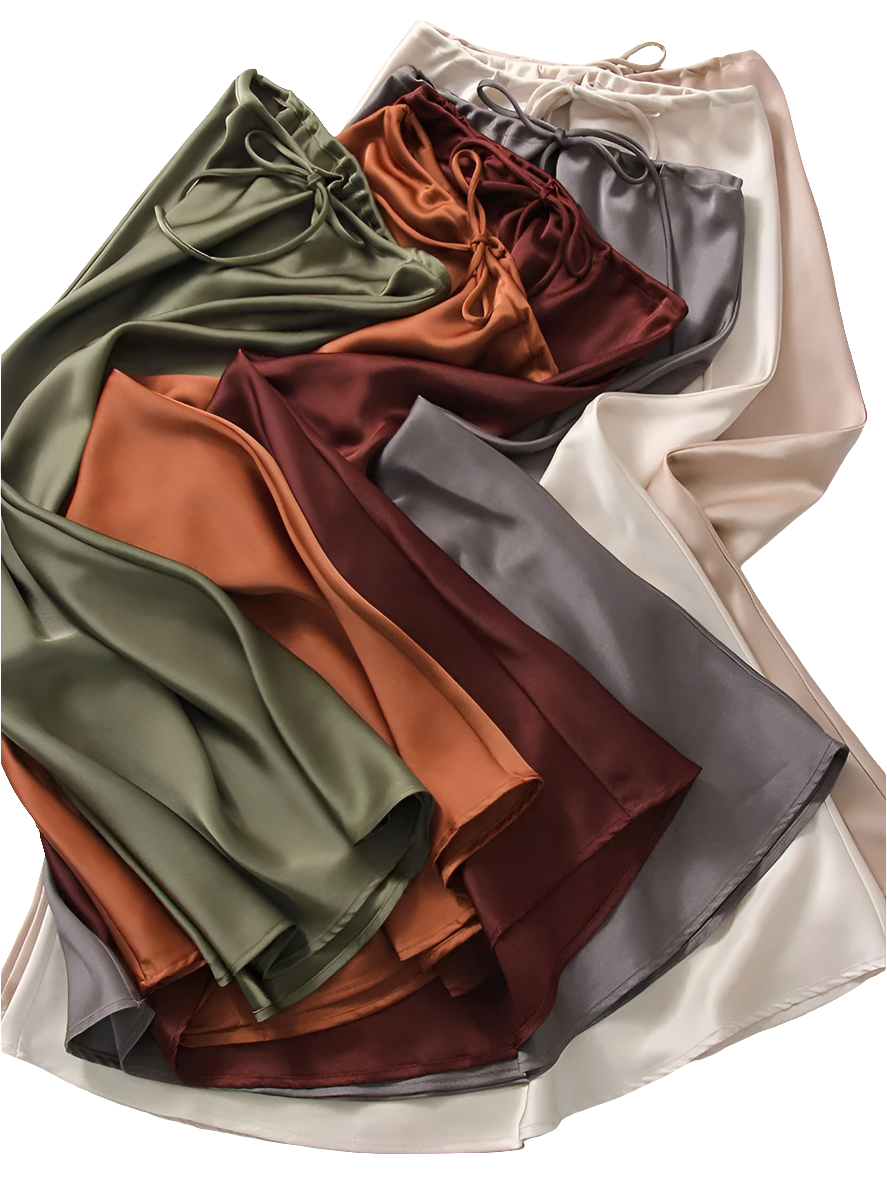 Lumina Bias Cut Satin Skirt