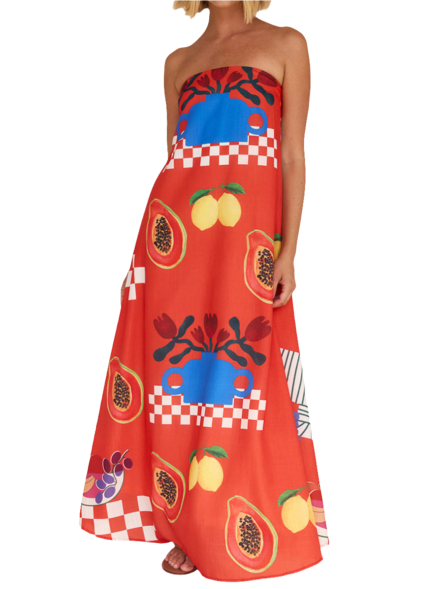 Fruit For Days Printed Maxi Dress | Cultivated Charm For Your Closet & Crib | Free Global Shipping & 30 Day Returns | Women's apparel, jewellery, bags, eclectic home decor & gifting | Checkout Securely with Afterpay & PayPal.