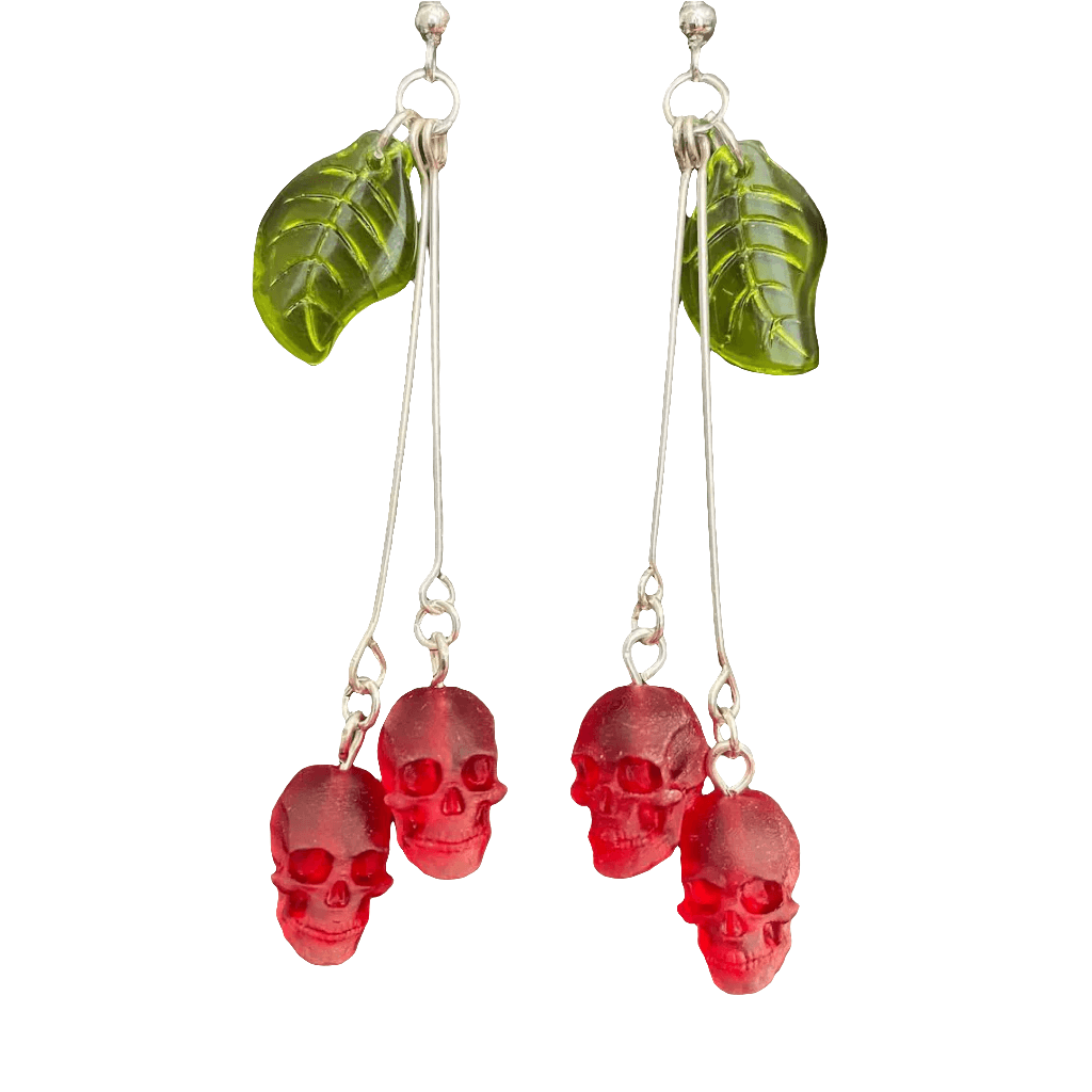 Skull Cherries Drop Earrings Koda Fashion & Decor