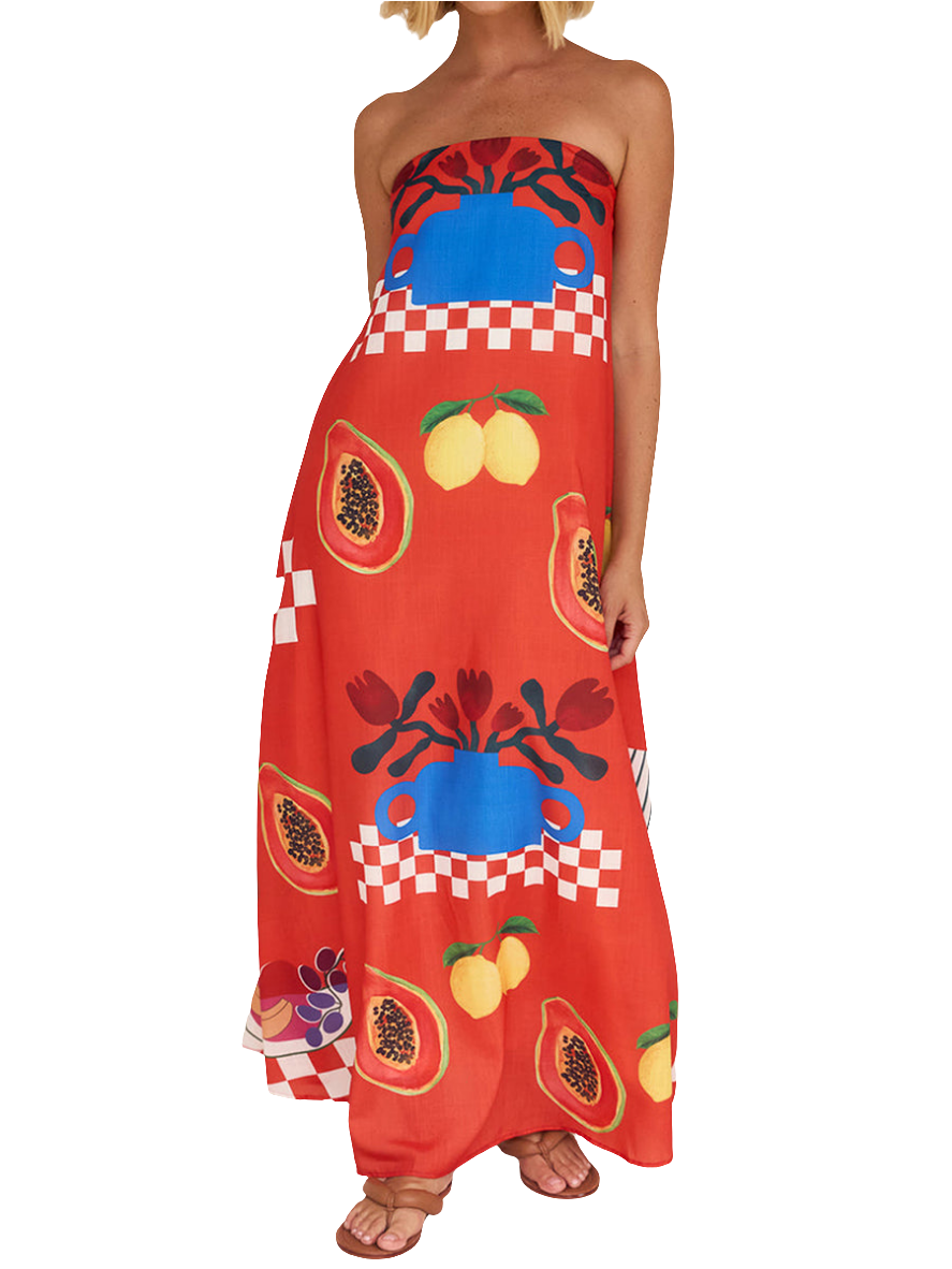 Fruit For Days Printed Maxi Dress | Cultivated Charm For Your Closet & Crib | Free Global Shipping & 30 Day Returns | Women's apparel, jewellery, bags, eclectic home decor & gifting | Checkout Securely with Afterpay & PayPal.