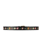 Flower Embroidery Black Faux Leather Buckle Belt Koda Fashion & Decor