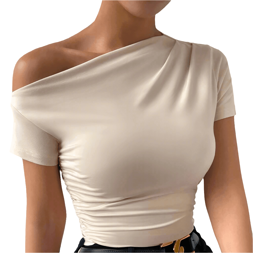 Asymmetric One-Shoulder Top Spanish White - Koda Store