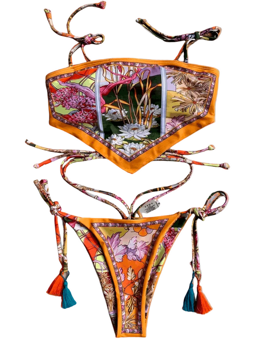 Serendipity Floral Printed Handkerchief Bikini Top & Bottoms Set - Koda Fashion & Decor - Free Shipping