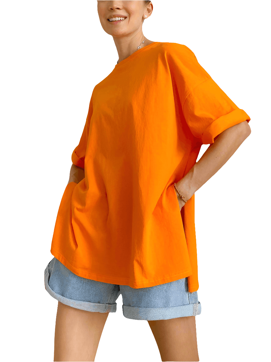 Oversized Orange Split T-Shirt - Koda Store