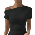 Asymmetric One-Shoulder Top Black - Koda Store