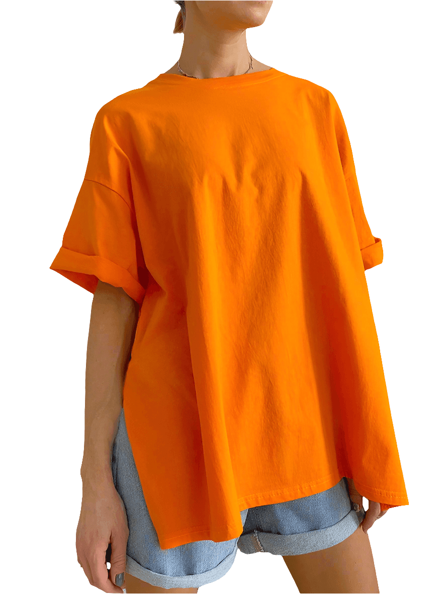 Oversized Orange Split T-Shirt - Koda Store