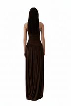 Lucinda Pleated Viscose Strapless Maxi Dress