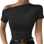 Asymmetric One-Shoulder Top Black - Koda Store