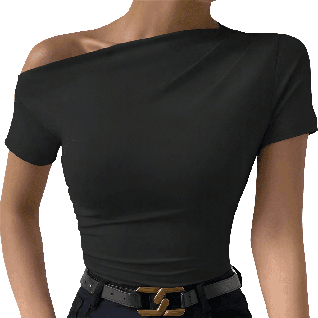Asymmetric One-Shoulder Top Black - Koda Store