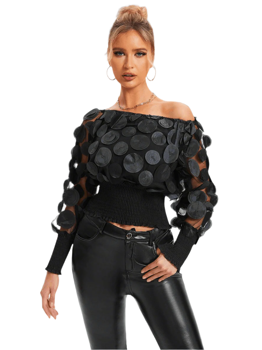 Sandra Slant Shoulder Blouse - Black - Koda Fashion & Decor - Free Shipping