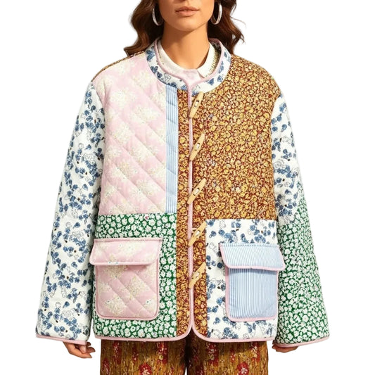 Patchwork Pastel Padded Pattern Puffer - Koda Store - Free Shipping