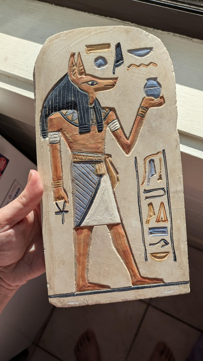 Made in Egypt Anubis Alabaster Stone Tablet Sculpture: Egyptian Ancient History Lover Decor - KODA | Shop Fashion, Homewares, Gifting & More - Free Shipping