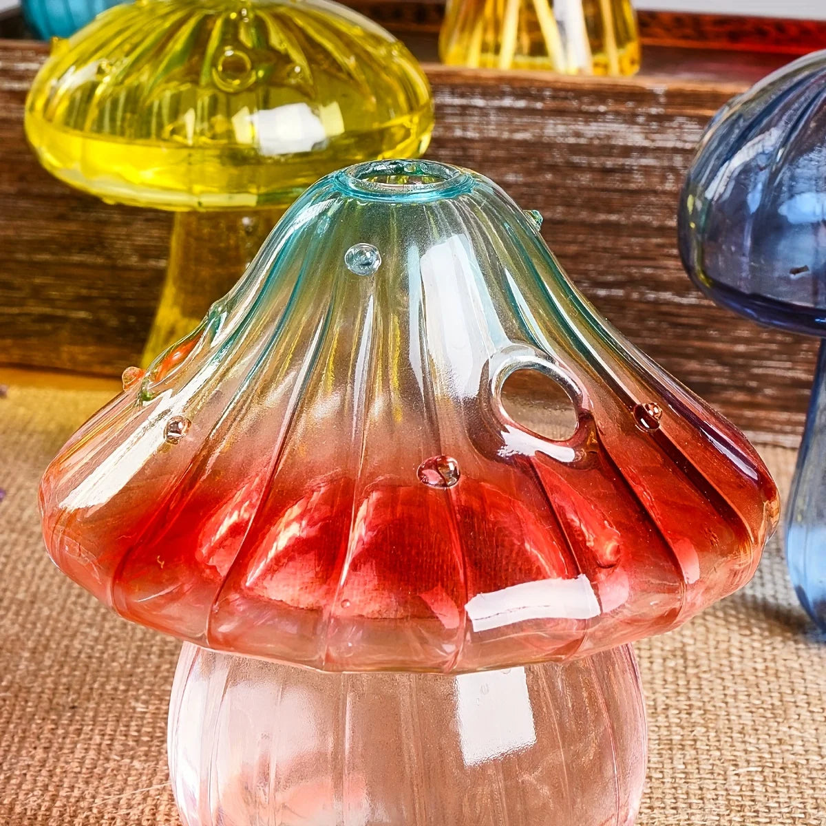 Fairy Mushroom Coloured Glass Vase Shop name