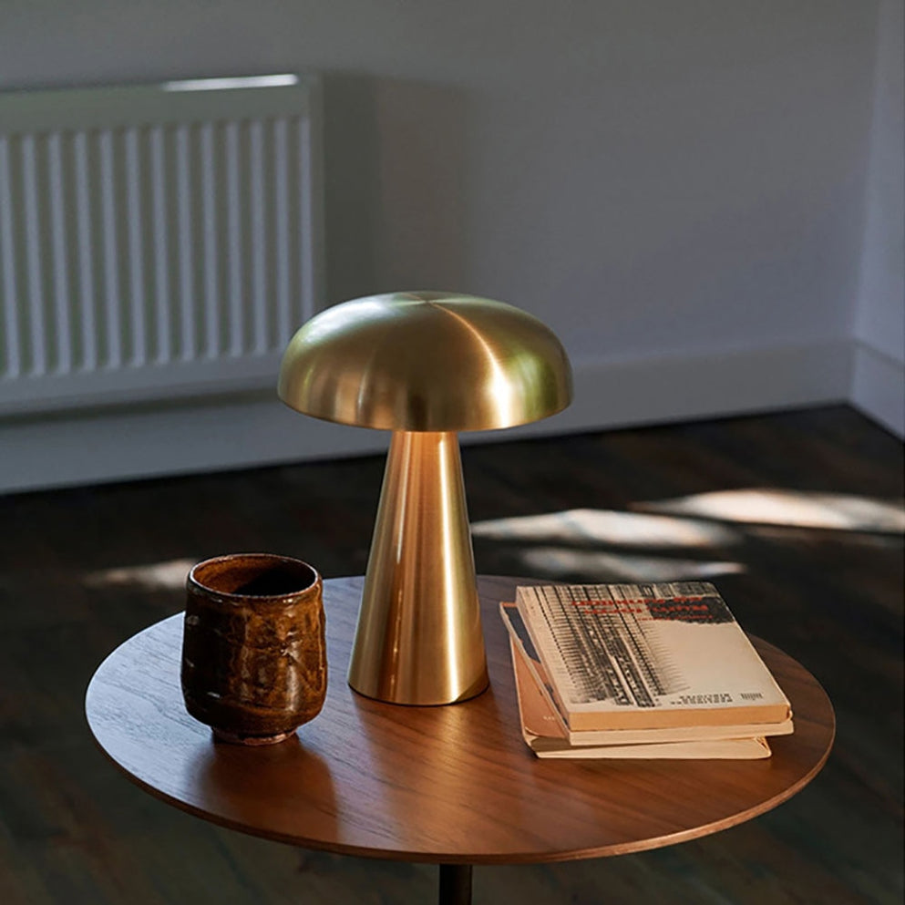Metal Mushroom Cordless & Dimmable Tabletop Touch Lamp