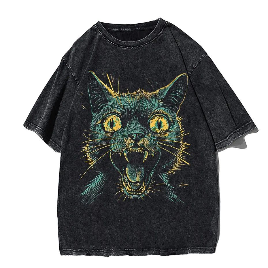 Vampire Cat Retro Graphic Tee