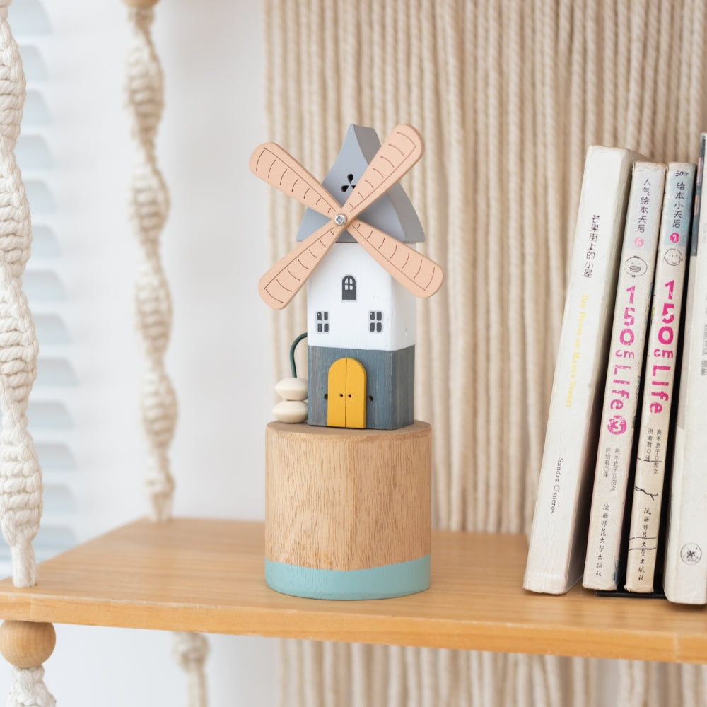 Whimsical Wooden Windmill Tabletop Decor 20cm